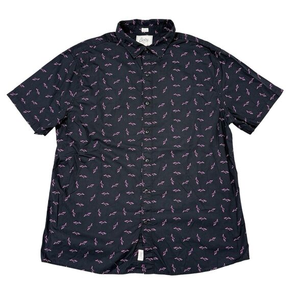 Bixby Nomad Shirt Size XL Black Pink Shark Print Short Sleeve Button Down Casual - Picture 1 of 10